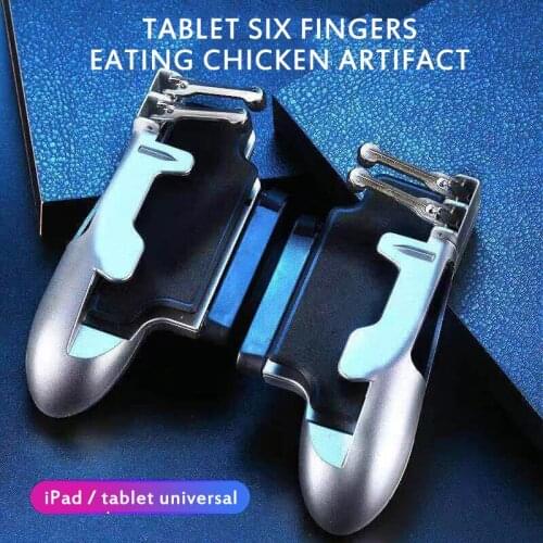 Pubg Mobile Trigger Gamepad Joystick With Adjustable Stand Six Finger Operation Game Controller Trigger Handle For Ipad Android