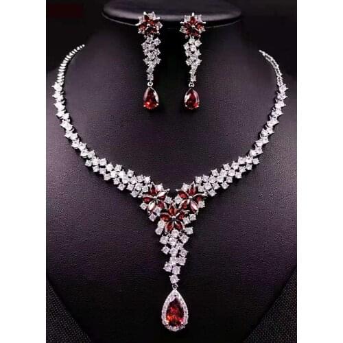 Funmode Fashion Design Water Drop Design Pendant Full Jewelry Set For Women Wedding Party Accessories FS208