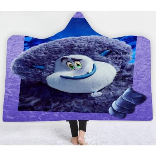 Cartoon Smallfoot Migo& Kolka 3D Printed Flannel Hooded Blanket Picnic Wearable Fleece Throw Warm Gift for Kids Boy Girls
