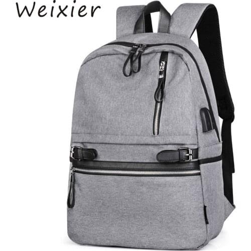 WEIXIER Men Fashion Anti Theft Laptop Backpack School Travel Organizer PU Leather For Male Boy Waterproof USB Charging Bag V3-38