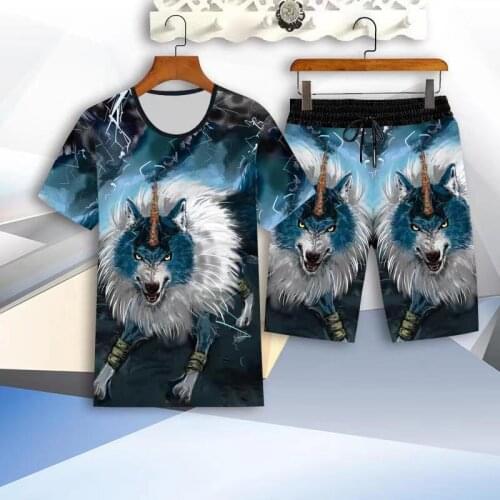 New Tide Brand Summer Leisure Suit Man New Short Sleeve Shorts of Youth Big Size Nationality Style T-shirt Trend