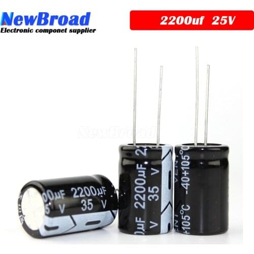 10PCS Original aluminum electrolytic capacitor 2200UF 16V 25V 35V 50V 63V 80V plug-in multi specification 2200UF 18*35 16*25MM