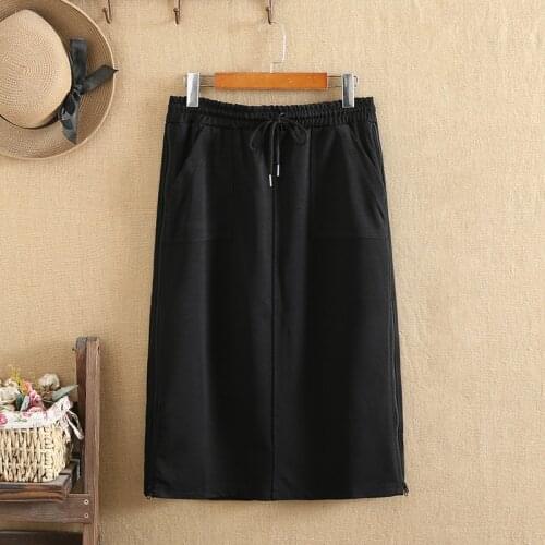 Plus Size Dresses Elastic Waist High Waist Knee Skirt Large Size Bottom Skirt For Fatwomen In Summer Knitted Elastic 4XL Dress