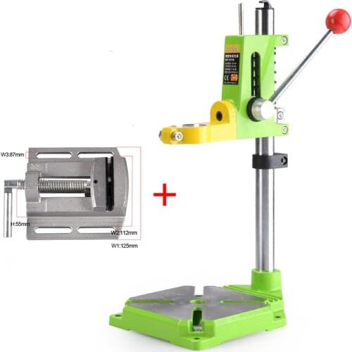 Adjustable Hand Electric Drill Universal Holder Stand Stents Electric Tools Iron Base + 2.5" Vise Flat Pliers For DIY