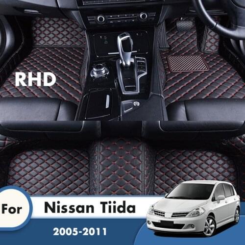 RHD Carpets For Nissan Tiida 2011 2010 2009 2008 2007 2006 2005 Leather Car Floor Mats Custom Auto Styling Accessories Interior