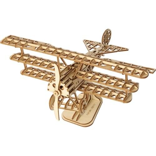 Robotime 3D DIY Airplane Puzzle Game Wooden Model Building Kits Popular Educational Toys Hobbies Gifts for Children TG301