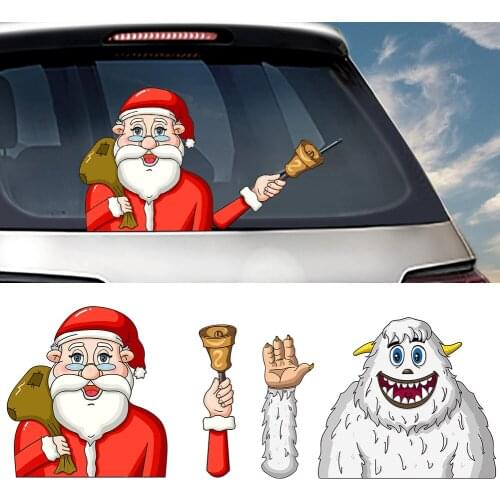 Santa Claus Wiper Sticker Removable Car Rear Windshield Wiper Sticker Decal Tag Christmas Cute Santa Claus Waving
