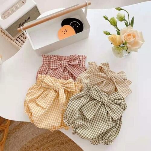 Cute Baby Girl Bloomers Summer Cotton Plaid Bow Shorts Toddler Kids Diaper Cover Fashion Clothes Panties Bombachos Bebe Pantalon