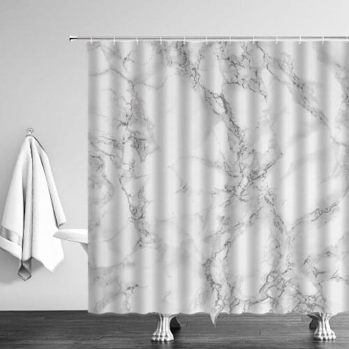 Marble Stripes Printing Shower Curtains Geometric Pattern Waterproof Fabric Polyester Bathroom Decor Hooks Bath Screen Curtain