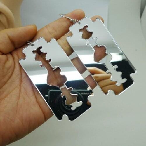 Mirror Acrylic Blade Large Earrings for Womens Brincos Fashion Oorbellen HipHop Earring Jewelry Girls Gift Pendientes