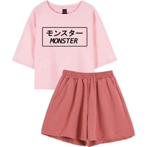 Ladies Pajamas Sets Cotton 2pcs Set Women Summer Comfort Colors T Shirt Letter Japanese Style Pyjamas Women Top and Shorts