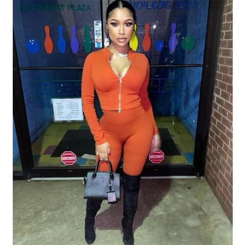 Echoine Long Sleeve Zipper Short Jacket Top Pants Set Two Piece Set Tracksuit Women Jogger Femme Skinny Bodycon Sweatsuit