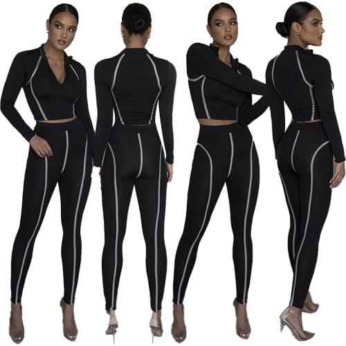 Custom custom logo print gym sets clothing women skinny two pieces plain tracksuit sport wear