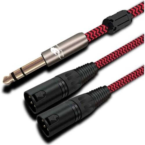 1/4'' TRS 6.35mm to 2 XLR Male Audio Cable for Microphone DV Camera Camcorder Amplifier Stereo System Y Splitter Shielded Cords
