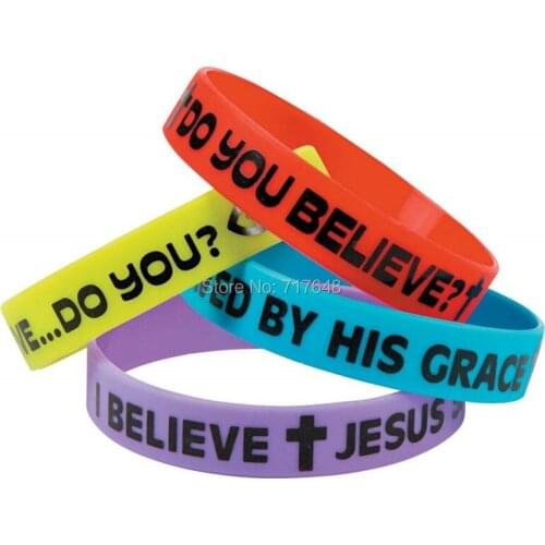 100pcs Do You Believe, I Believe Do You, I Believe Jesus Saves and Saved wristband silicone bracelets free shipping by ePacket A