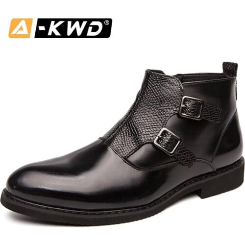 2020 Fashion Winter Ankle Snow Boots Men Winter Warm Leather Rubber Boots Casual Riding Equestr Botas Hombre Male Business Shoes