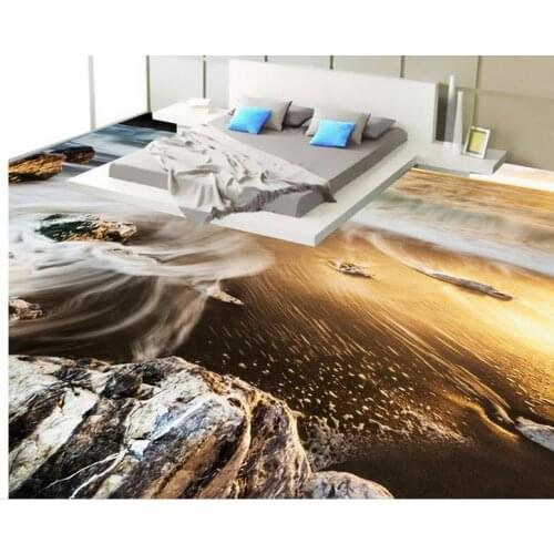 3d floor painting wallpaper Beach view 3D flooring 3d wallpaper pvc floor wallpaper 3d for bathrooms