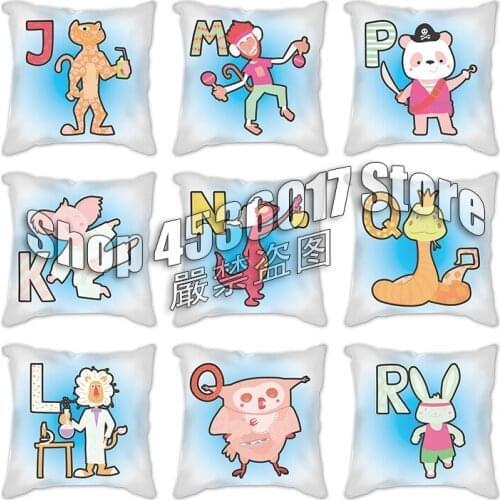 45*45 cm Animals Pillowcase Sofa Bedroom Seat Soft Cushion Cover English Letter Short Plush Rectangular Home Decor Pillowcase