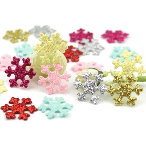 70Pcs 2.2cm Glitters powder Snow shiny flowers Padded Appliques for DIY childrens Hairpin Decor headwear Accessoires wholesale