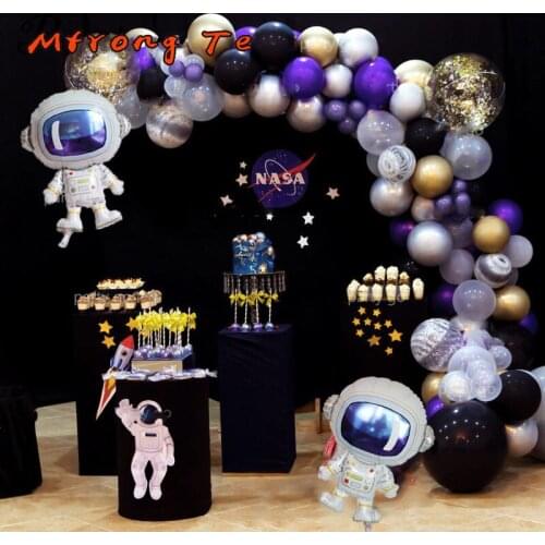 72pcs/lot Outer Space Party Astronaut Balloon Rocket Foil Balloon Arch Garland Theme Party Boy Kids Birthday Decor Helium Globos