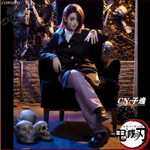 Anime! Demon Slayer: Kimetsu no Yaiba Enmu Handsome Lovely Uniform Cosplay Costume Halloween Daily Suit For Unisex Free Shipping