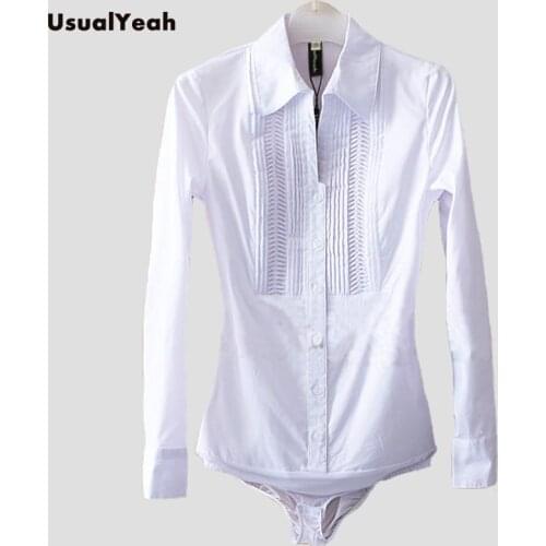 New Fashion Women Casual Body Shirts Blouses Long sleeve V-neck Pleated office blusas femininas white S M L XL SY0257