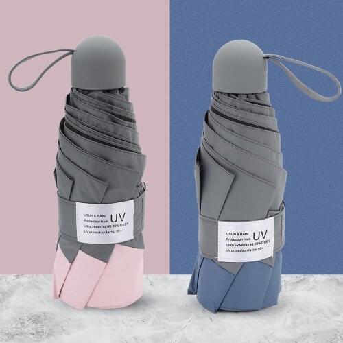 INS High Quality 6/8 Bone Windproof Anti-UV Protection Light With Black Glue Mini Small Umbrellas Rain For Women Men UV Umbrella