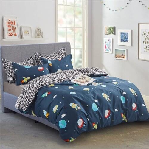 ZEIMON Cartoon Bedclothes Quilt Cover Pillowcase Bedding Set 90 Single Double Kids Planet Comforter Cover Duvet Cover Sets