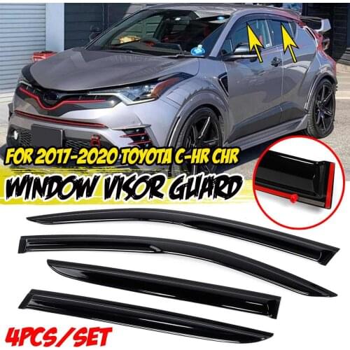 New 4x Black Tinted Car Side Window Visor Guard Vent Awnings SheltersRain Guard Door Visor For TOYOTA For C-HR For CHR 2017-2020