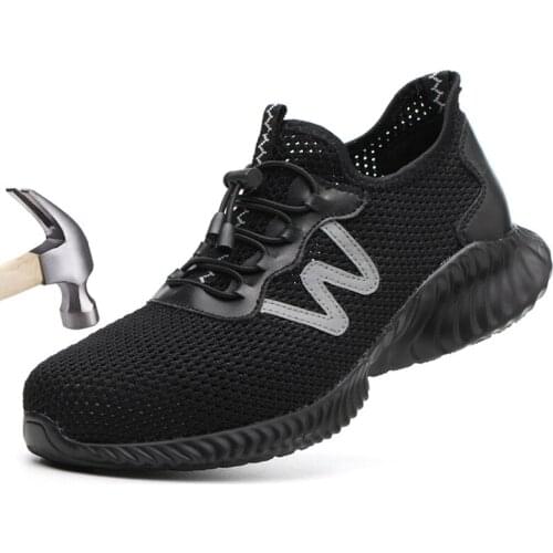 Safety Shoes Men Lightweight Steel toe Safty Work Boots Anti-smashing Mens Summer Breathable Single Mesh Sandals Sneakers 36-45