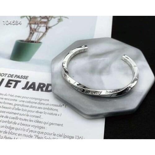 New Always In My Heart Mens European and American Street Fashion Fan Personality Creative Bracelet S925 Sterling Silver