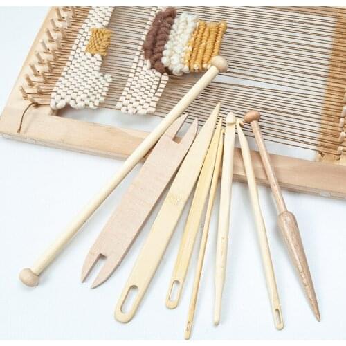 5pcs/6pcs/9pcs Weaving Loom Tools Set Wood Knitted Crochet Needle Gifts for Kids Log Yarn Dyeing Machine Small Accessory Set