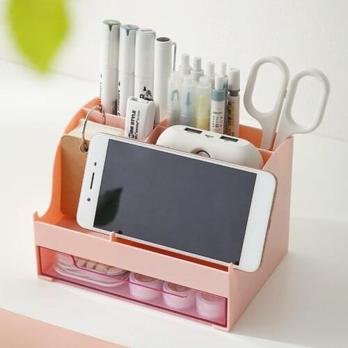 Desktop Storage Box Drawer Student Stationery Creative Office Gift Dressing Table Storage Bucket Plastic Pen HolderDesk Storage