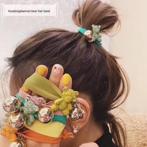 Ins Hot Hair Band Hair Accessories Bear Hair Band for Women Hair Band Bracelet Dual-Purpose Wide Rubber Band Knot