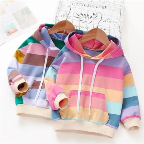 Baby girl clothes spring and autumn new long-sleeved hooded sweater girl casual striped baby cotton top girl clothing