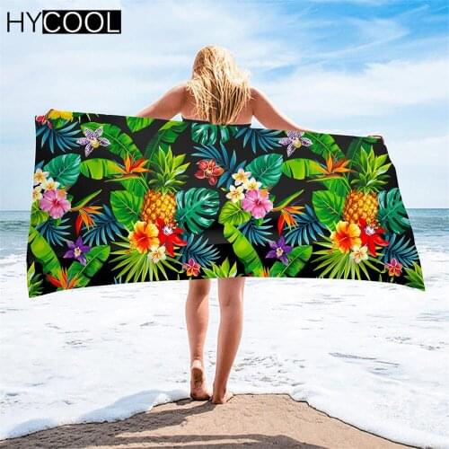 Microfiber Beach Towels Tropical Pineapple Hawaii Style 3D Print Summer Absorbing Quick Dry Swim Towel Sand Outdoor Travel Mat