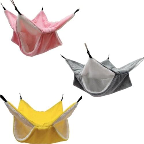 Plush Hamster Hammock Squirrel Ferret Rabbit Pet Bed Double-layer Thicken Warm Sleeping Bag Nest Hanging Cage House