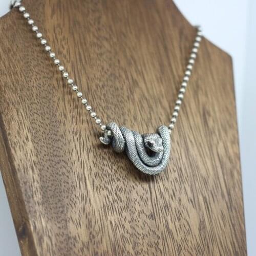 Real 925 Silver Pendant Accessories Personality Creative Snake Eater Whale Pendant Men and Women