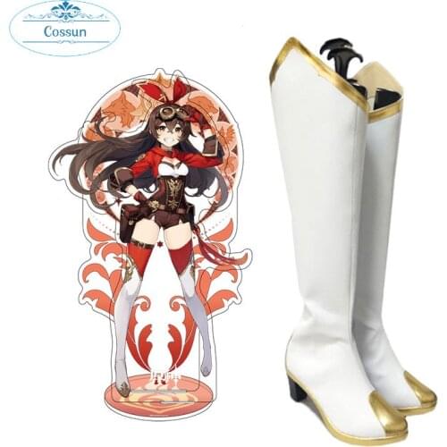 Hot Game Genshin Impact Amber White Cosplay Shoes Boots Newest Custom Made For Halloween women