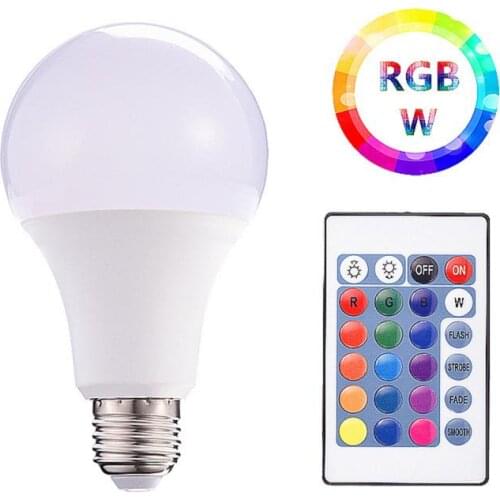 110V 220V E27 RGB LED Bulb Lights 5W 10W 15W RGB Changeable Colorful RGBW LED Lamp With IR Remote Control+Memory Mode