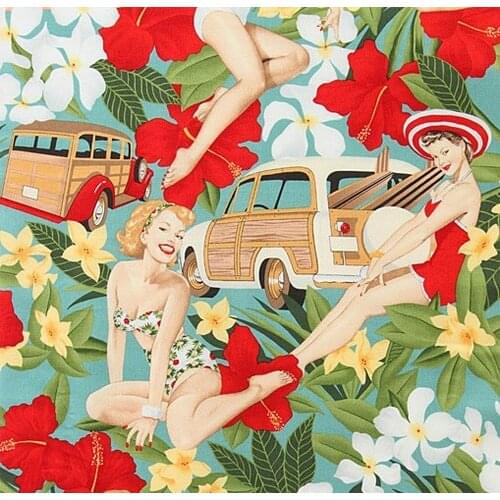 Telas Por Metro Cotton Poplin Fabric Textile Fabric Meter Dress Printed Beach girl Telas De Algodon Para Patchwork Set Shirt