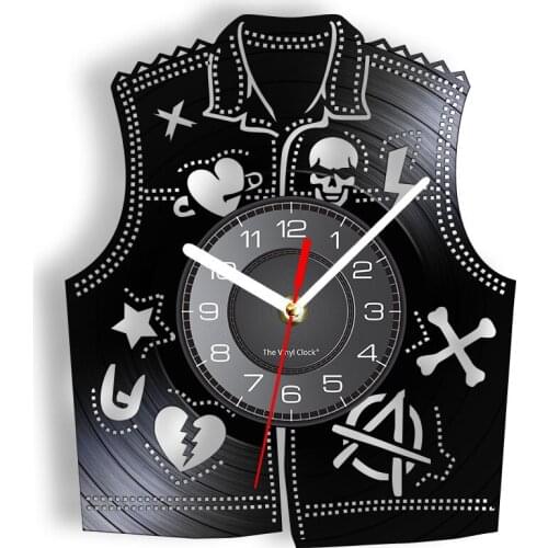 Punk Waistcoat Vintage Wall Clock Skull Heart Broken-heart Star Bone Icon LED Backlight Modern Wall Watch Rock N Roll Gift Decor