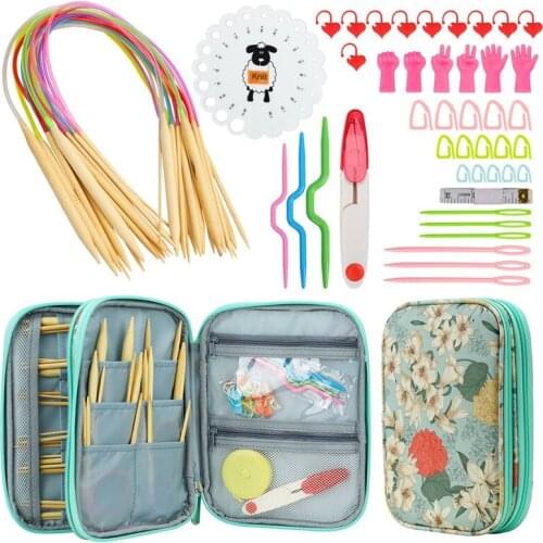 Knit Weaving Sweaters Accessories Needles Hook DIY Knitting Kit With Storage Case Crochet Hook Set Supplies