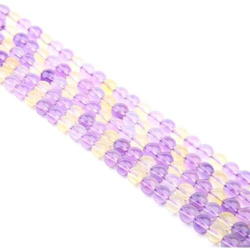 100% Natural Stone Bead Loose Hole Ametrines Bead for Women Jewelry Making DIY Necklace Bracelet Gift 6-10mm 15inch