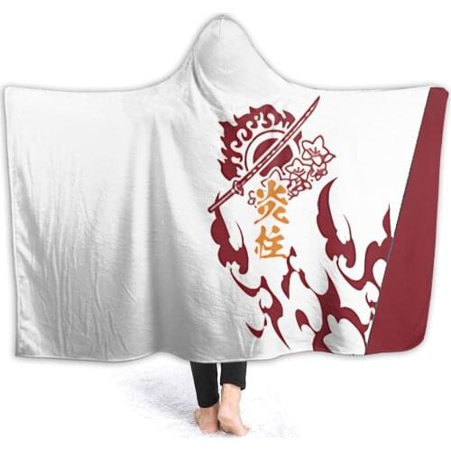 Winter throw warm flannel Rengoku Kyoujurou Hooded Blanket Anime Comic blankets for airplane travel Bedspread Wrap