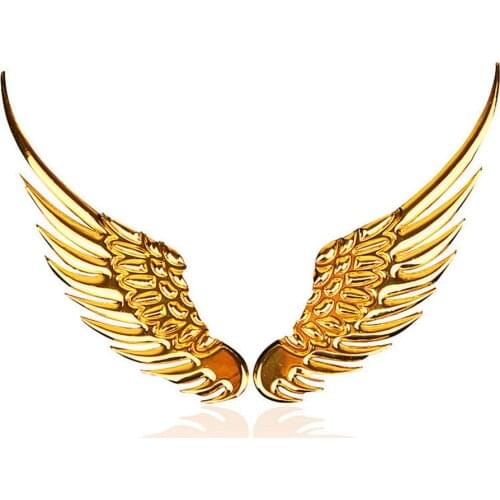 1 Pair Car Styling Fashion Metal Stickers 3D Wings of angel Car Sticker Car Motorcycle Accessories Gold/silver