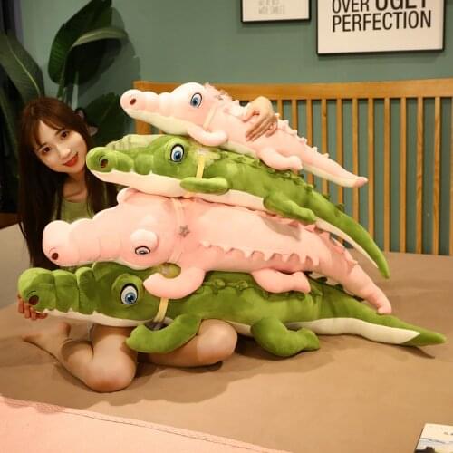 1pc 80CM Lovely Lying Crocodile Plush Pillow Cartoon Stuffed Soft Animal Cushion Kawaii Dolls Birthday Gift for Boys Baby