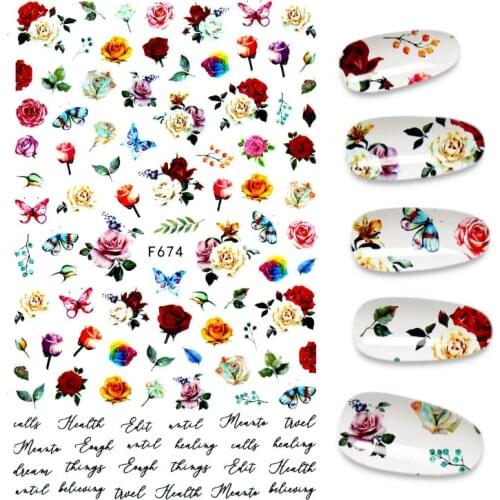 1pc Manicure Flower Stickers for Nails Rose Beauty Nail Art Decoration Sexy Nail Stickers Tips