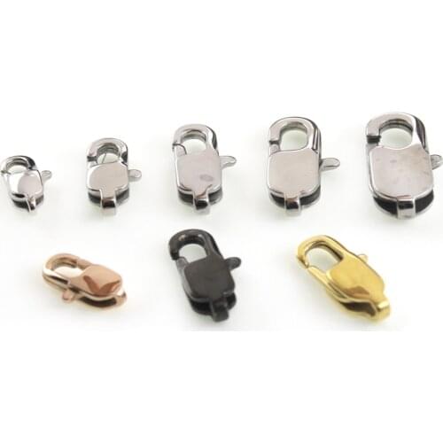 10pcs/lot Stainless Steel Rectangle Lobster Clasp Hooks End Chains Connectors For Jewelry Making Findings Necklace Bracelet DIY