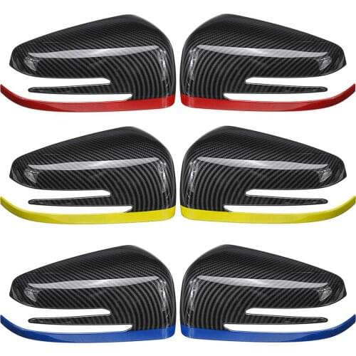 2x Carbon Fiber Car Rearview Side Mirrors Cover Cap For Mercedes-Benz A B C E CLA GLA GLK Class W176 W117
